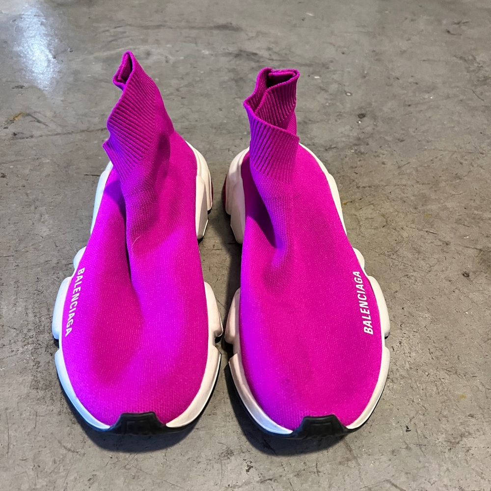 Auth Balenciaga Fuchsia Sock Sneakers
